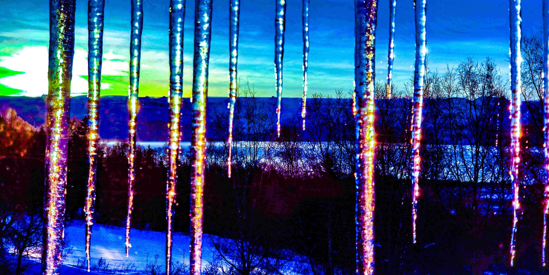 Icicles And Sun Colorized